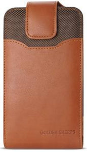 Golden Sheeps Compatible With Samsung J7 2018 J7V/ Sky Pro/ Perx/Prime XXL Size Vertical Leather Belt Clip Holster Pouch Cover (Fits Phone with OTTER BOX Defender/ Extended Battery or Thick Case on)-BROWN