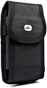 Heavy Duty Extra Large Vertical Smart Phone Case/Pouch/Holster with Belt Loop, Belt Clip and Hook-and-Loop Fastener, 5.75 x 3 x 0.75 Black