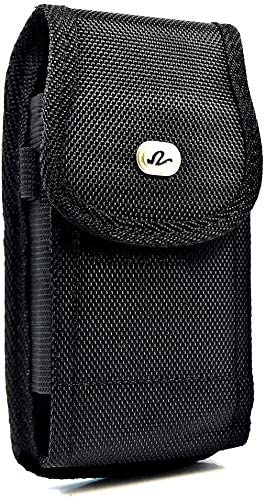 Heavy Duty Extra Large Vertical Smart Phone Case/Pouch/Holster with Belt Loop, Belt Clip and Hook-and-Loop Fastener, 5.75 x 3 x 0.75 Black