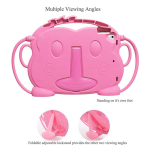 Golden Sheeps Kid Monkey Case Compatible for Apple iPad Mini 5 2019,iPad Mini 1/2/3/4 7.9 inch iPad Cartoon Shockproof Silicone Protective Convertible Handle Stand [BPA Free] (pink)