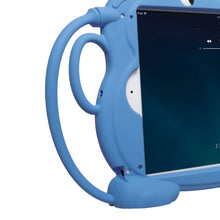 Load image into Gallery viewer, Golden Sheeps Kid Monkey Case Compatible for Apple iPad Mini 5 2019,iPad Mini 1/2/3/4 7.9 inch iPad Cartoon Shockproof Silicone Protective Convertible Handle Stand [BPA Free] (blue)