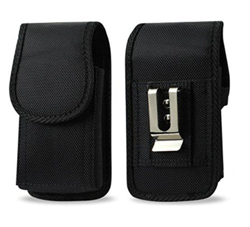 Golden Sheeps Pouch Compatible for Samsung Galaxy S9 S8,S7,S6, S6 Edge, J3,A5 XXL Size Vertical Nylon Case Holster with Belt Clip(phone with Large Thick / battery / heavy duty Case On)-black