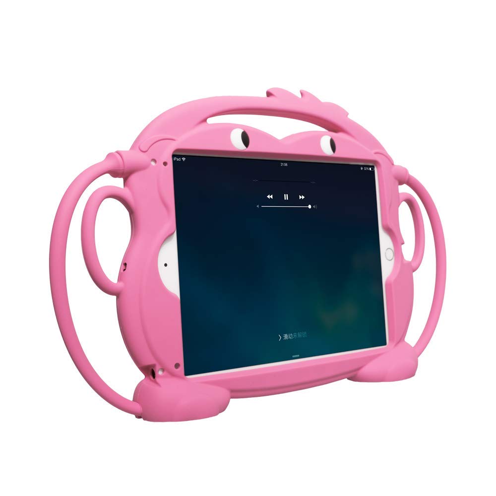 Golden Sheeps Kid Monkey Case Compatible for Apple iPad Mini 5 2019,iPad Mini 1/2/3/4 7.9 inch iPad Cartoon Shockproof Silicone Protective Convertible Handle Stand [BPA Free] (pink)