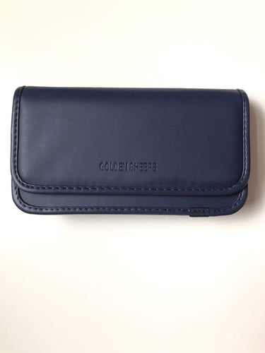Golden Sheeps Compatible with Samsung Note 9/8,S10/S9/S8 Plus XXL Size Leather Belt Clip Cover Holster ( Fits Phone with OTTER BOX SYMMETRY/Defender/Extended Battery or Thick Case)-Navy
