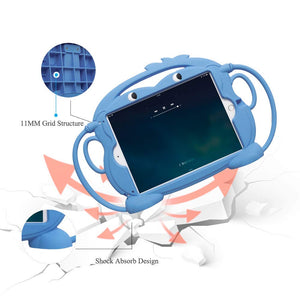 Golden Sheeps Kid Monkey Case Compatible for Apple iPad Mini 5 2019,iPad Mini 1/2/3/4 7.9 inch iPad Cartoon Shockproof Silicone Protective Convertible Handle Stand [BPA Free] (blue)