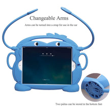 Load image into Gallery viewer, Golden Sheeps Kid Monkey Case Compatible for Apple iPad Mini 5 2019,iPad Mini 1/2/3/4 7.9 inch iPad Cartoon Shockproof Silicone Protective Convertible Handle Stand [BPA Free] (blue)