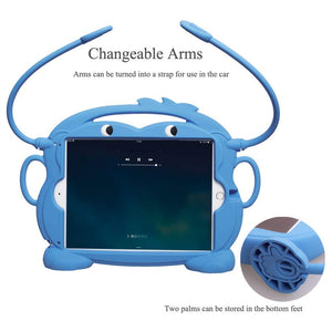 Golden Sheeps Kid Monkey Case Compatible for Apple iPad Mini 5 2019,iPad Mini 1/2/3/4 7.9 inch iPad Cartoon Shockproof Silicone Protective Convertible Handle Stand [BPA Free] (blue)