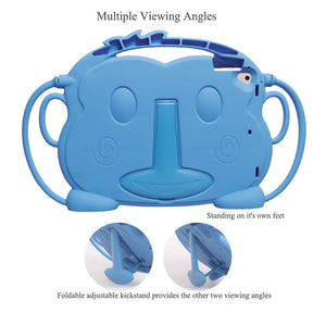 Golden Sheeps Kid Monkey Case Compatible for Apple iPad Mini 5 2019,iPad Mini 1/2/3/4 7.9 inch iPad Cartoon Shockproof Silicone Protective Convertible Handle Stand [BPA Free] (blue)