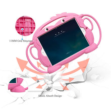 Load image into Gallery viewer, Golden Sheeps Kid Monkey Case Compatible for Apple iPad Mini 5 2019,iPad Mini 1/2/3/4 7.9 inch iPad Cartoon Shockproof Silicone Protective Convertible Handle Stand [BPA Free] (pink)