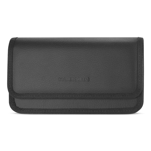 Golden Sheeps Pouch Compatible for Iphone 8 / 7 /6S / 6 XXL Size Leather Belt Clip Cover Holster ( phone with Large Thick / battery / heavy duty Case On)-black