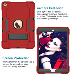 Golden Sheeps Compatible for iPad 7th Generation/iPad 10.2 Inch 2019 Impact Hybrid Drop Proof Armor Defender Full-Body Protection Case Convertible Built in Stand